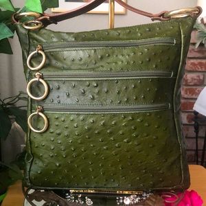 MAURIZIO TAIUTI Italian Ostrich Leather Messenger Bag